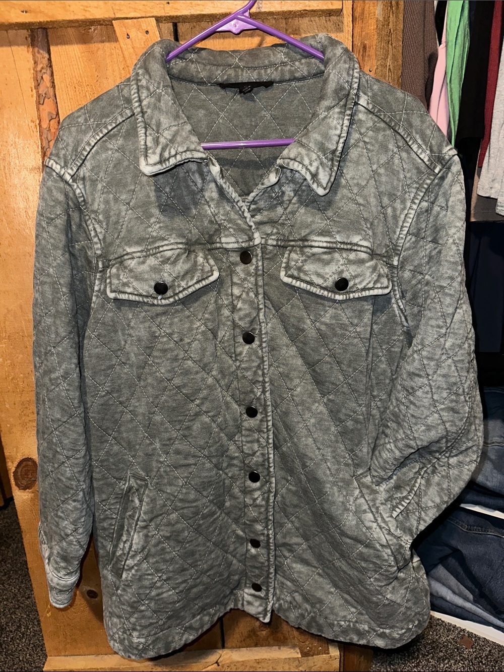 Quilted Grey Button-Up Jacket